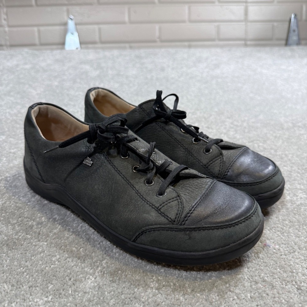 Finn Comfort Ikebukuro Gray Black Suede Leather Walking Shoes Sneakers EU39